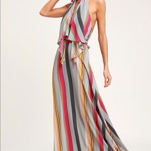 Lulus striped halter maxi dress - size small